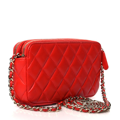 Chanel Lambskin Quilted Small Clutch With Chain Red 2 of 13