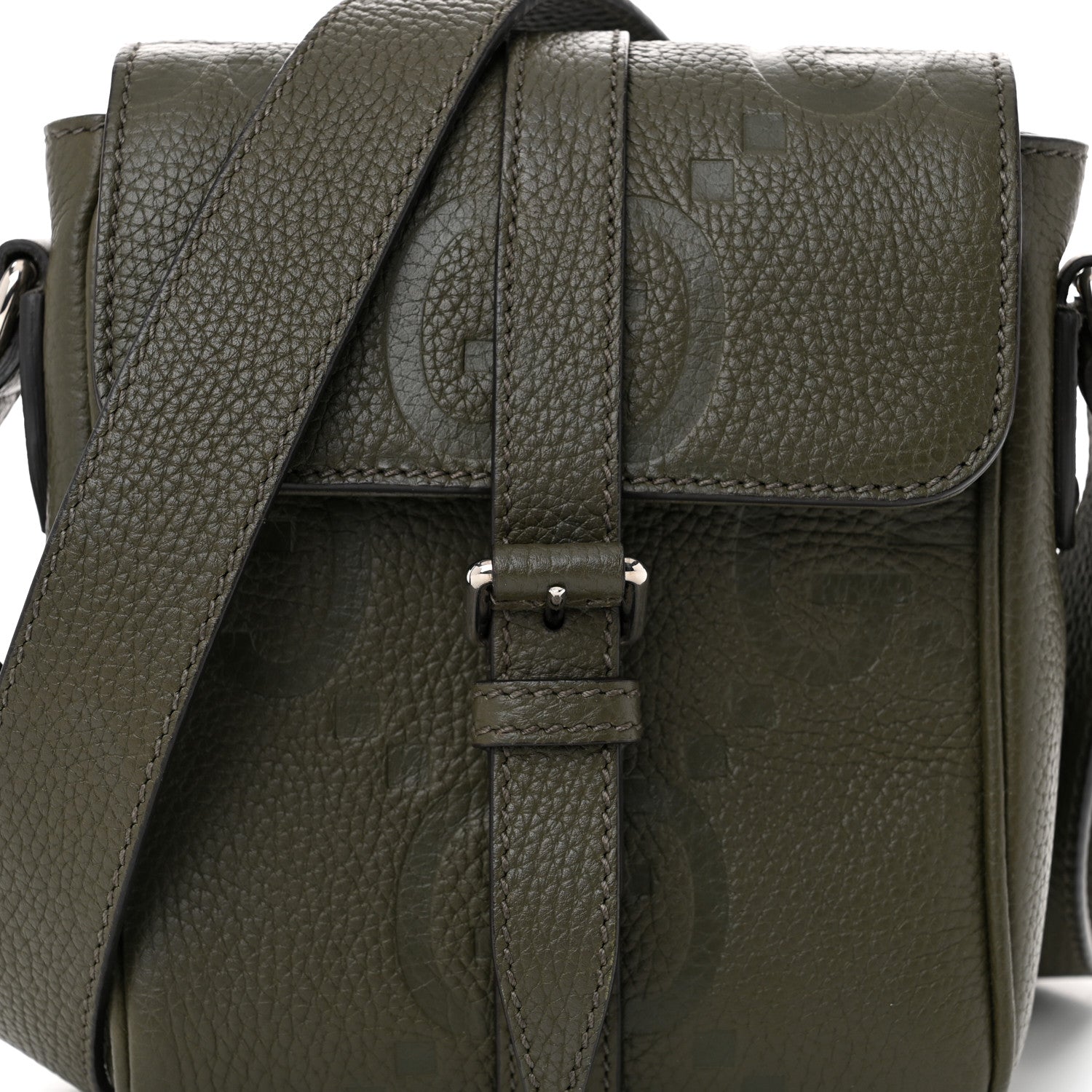 Gucci Piuma Calfskin Jumbo GG Embossed Small Messenger Bag Dark Green 8 of 11
