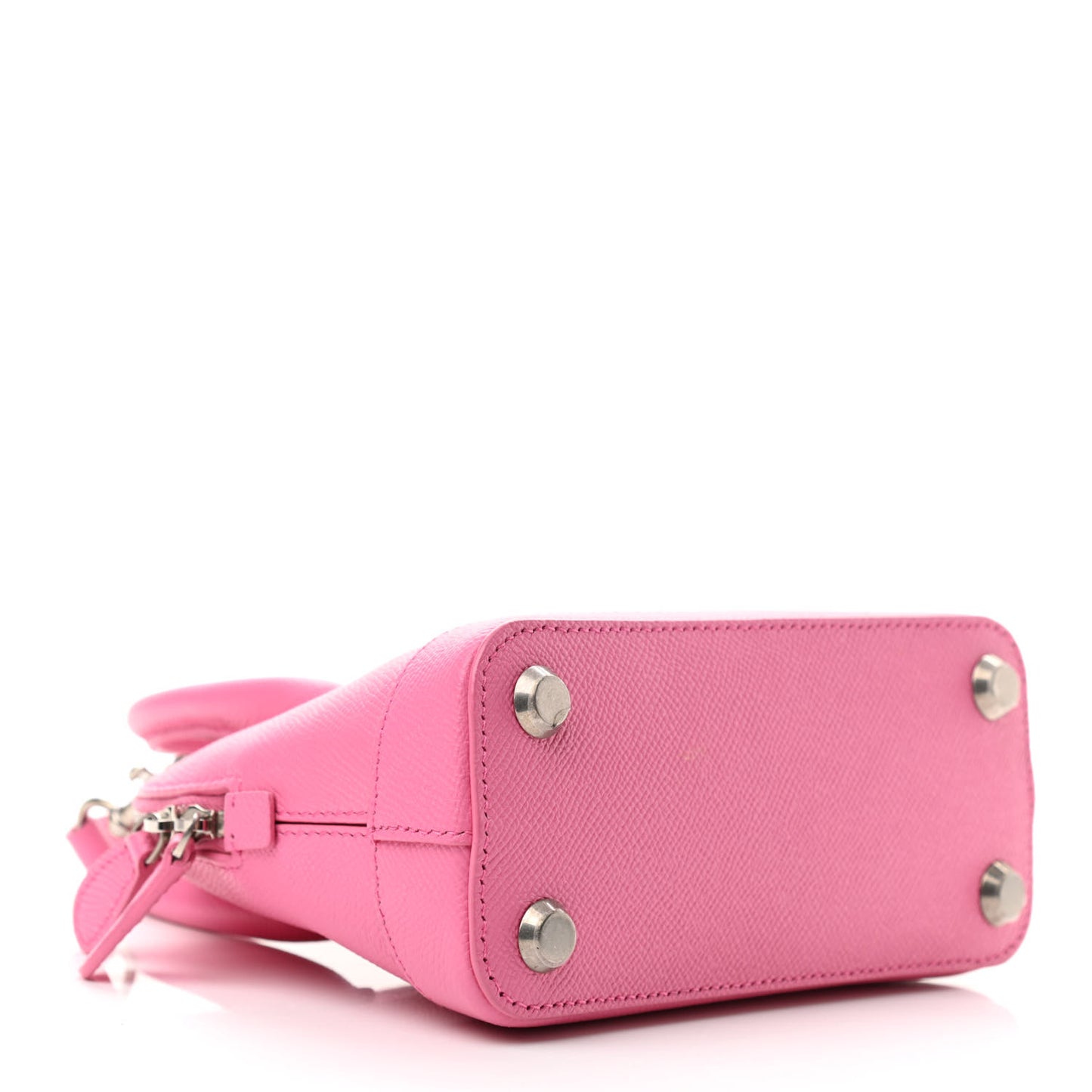 Signature Grained Calfskin Logo XXS Ville Top Handle Bag Rose Bubblegum Black