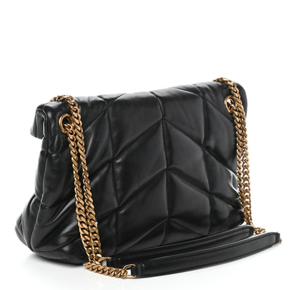 Saint Laurent Lambskin Quilted Small Loulou Puffer Monogram Chain Satchel Black 3 of 9