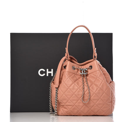 Chanel Lambskin Quilted CC Chain Drawstring Tote Dark Beige 16 of 16