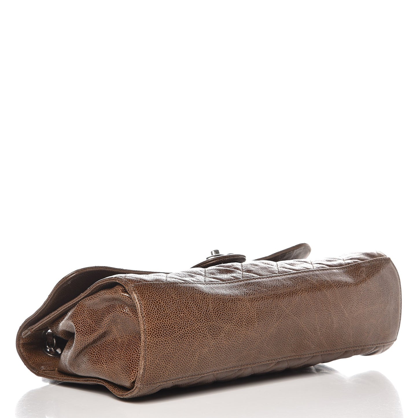Crumpled Grained Calfskin Jumbo CC Crave Flap Beige