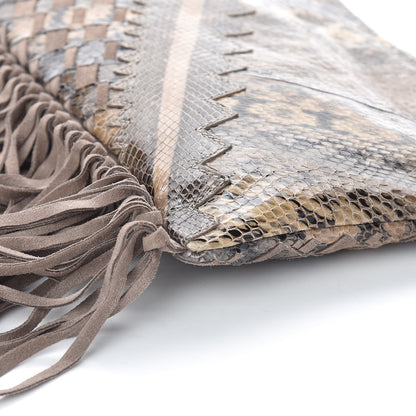 Jimmy Choo Snakeskin Suede Fringe Tita Convertible Clutch 8 of 8