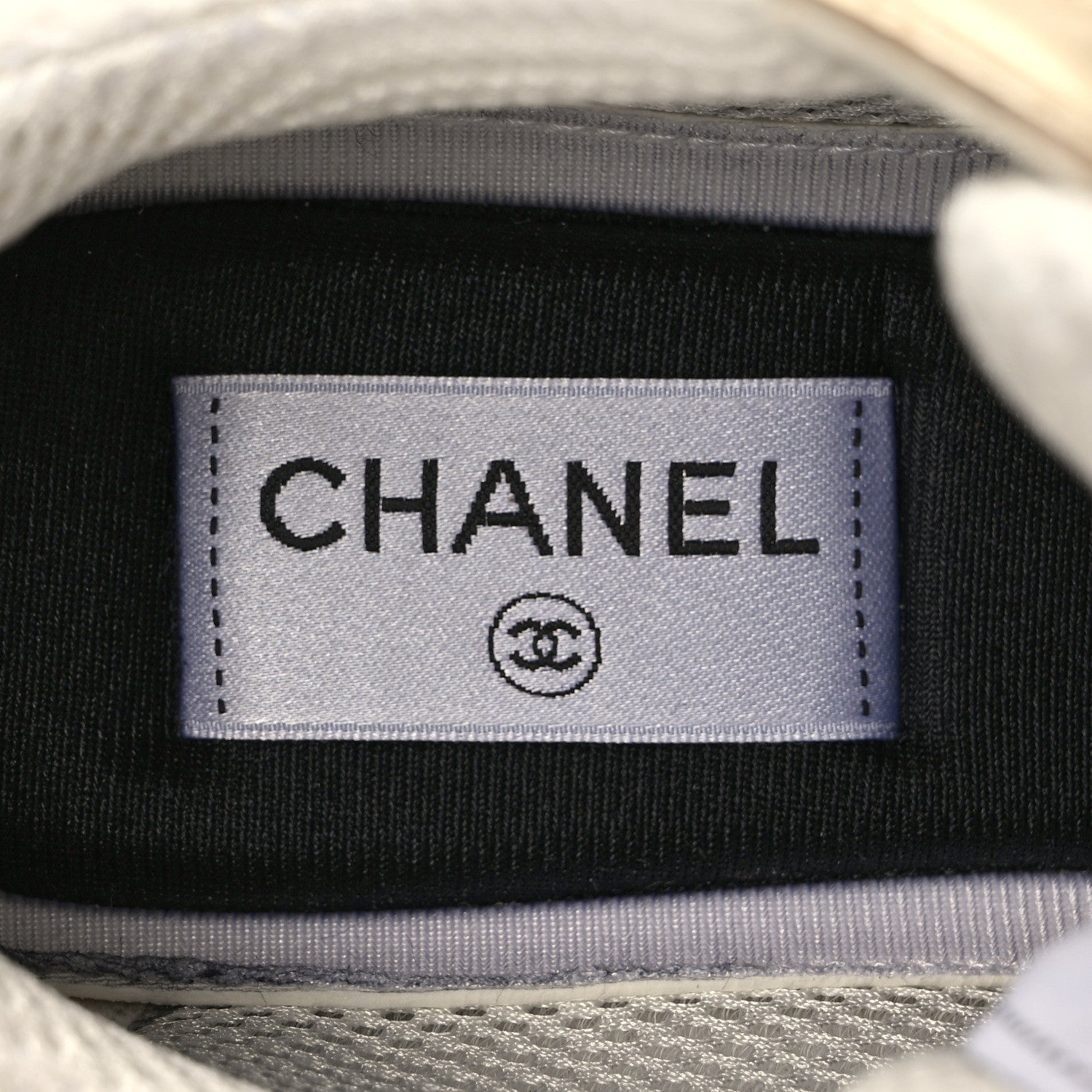 Chanel Fabric Laminated Calfskin Stretch CC Womens Sneakers 38.5 White Gold Silver 8 of 10