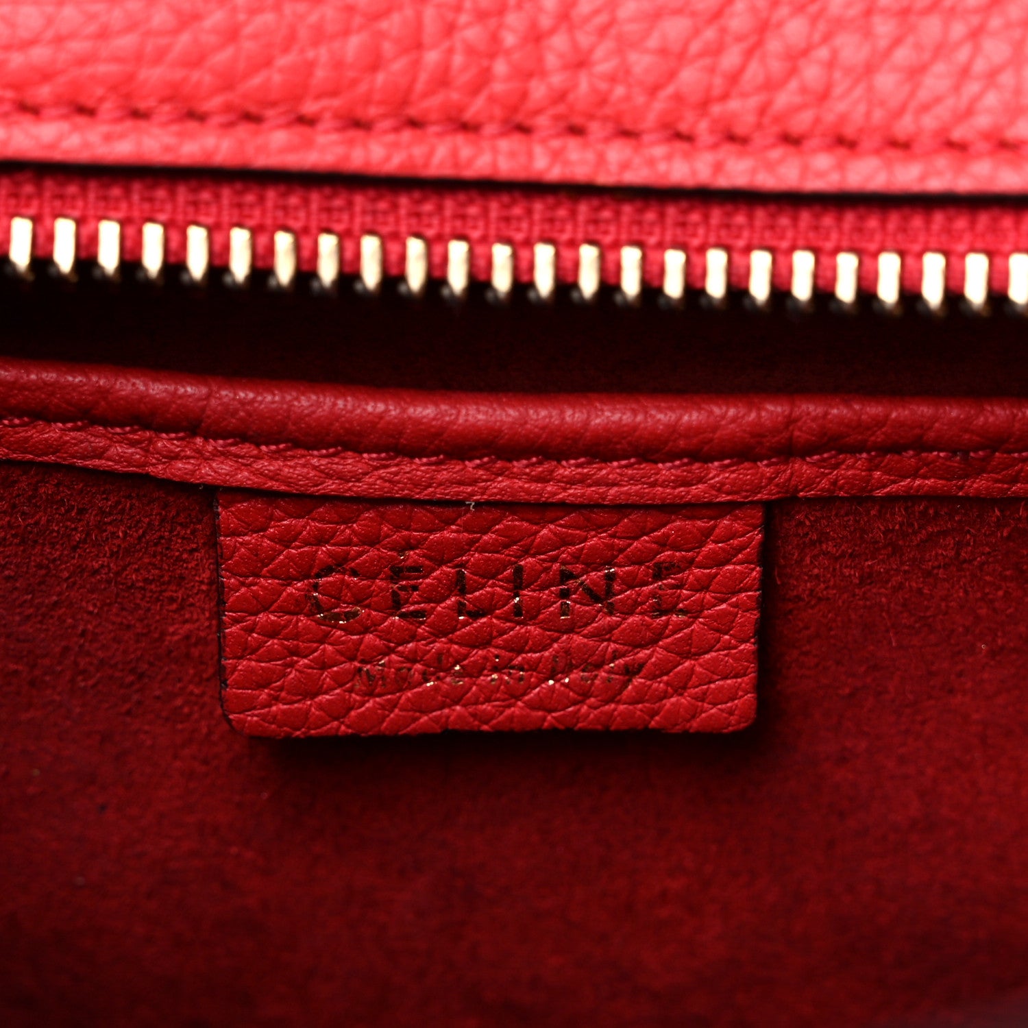Celine Drummed Calfskin Nano Luggage Red 6 of 13