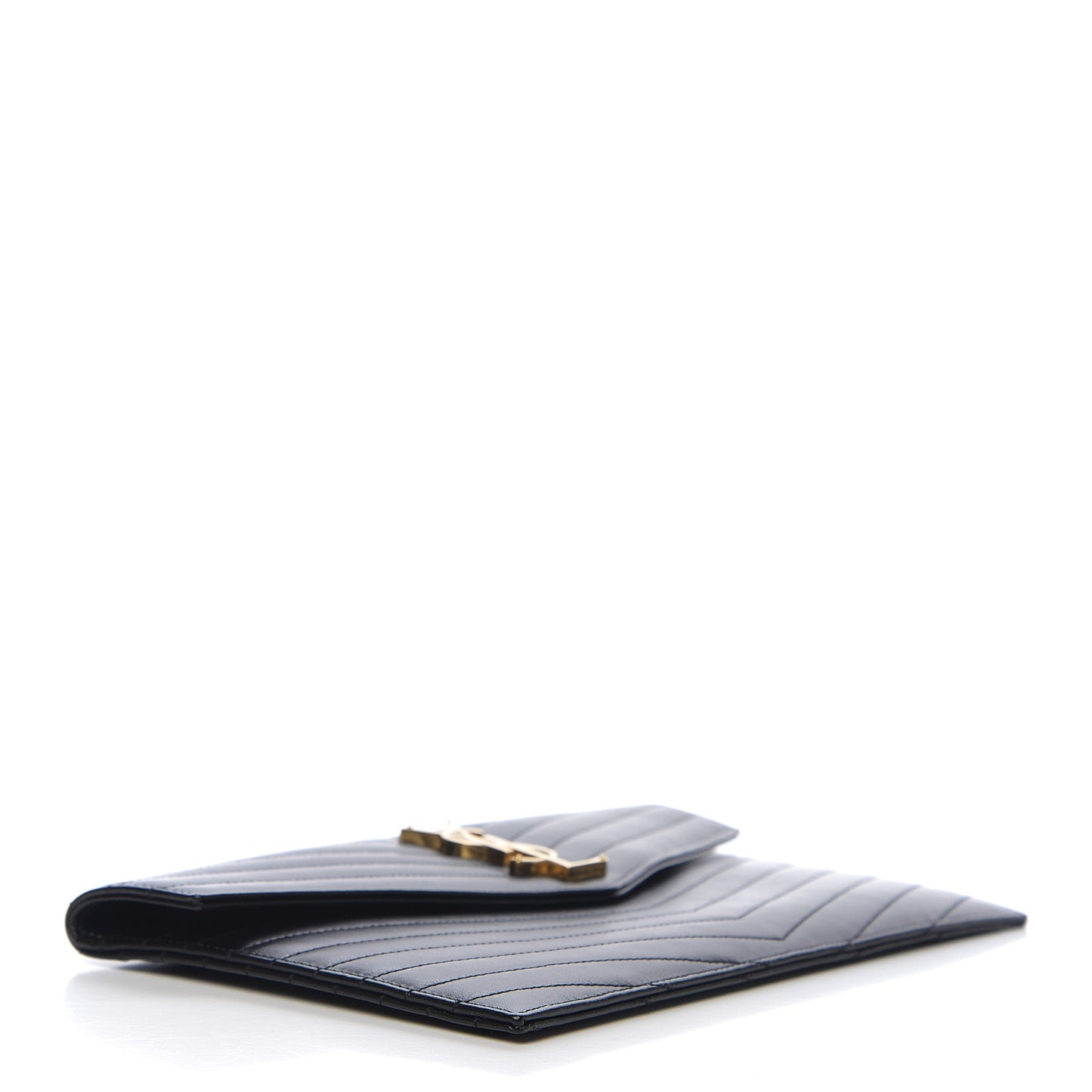 Calfskin Matelasse Chevron Monogram Uptown Clutch Black