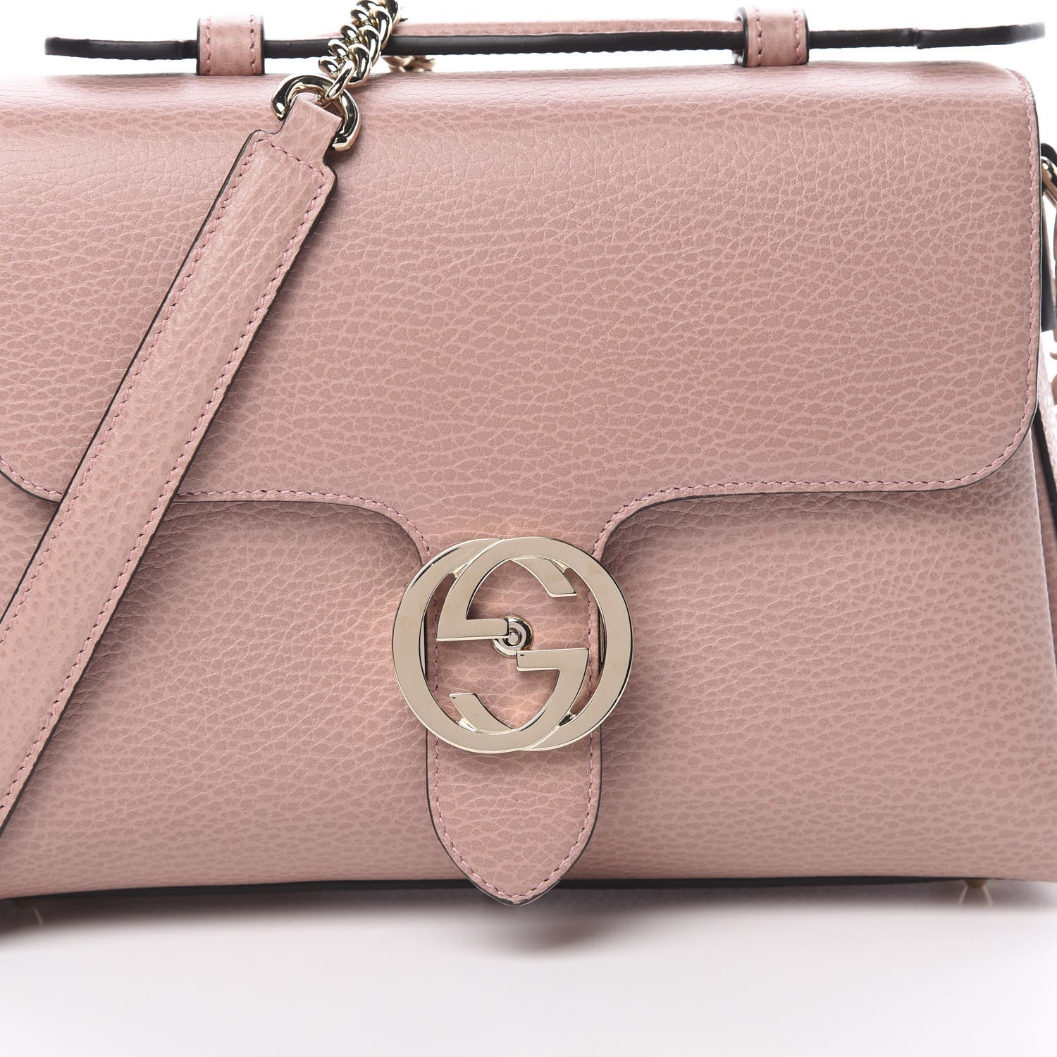 Gucci Dollar Calfskin Interlocking G Top Handle Shoulder Bag Soft Pink 8 of 10