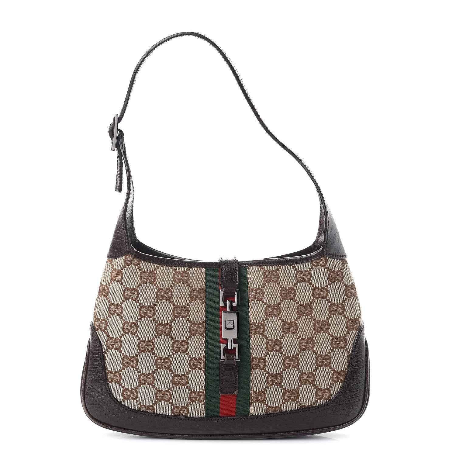Gucci Monogram Web Small Jackie O Hobo Dark Brown 1 of 10