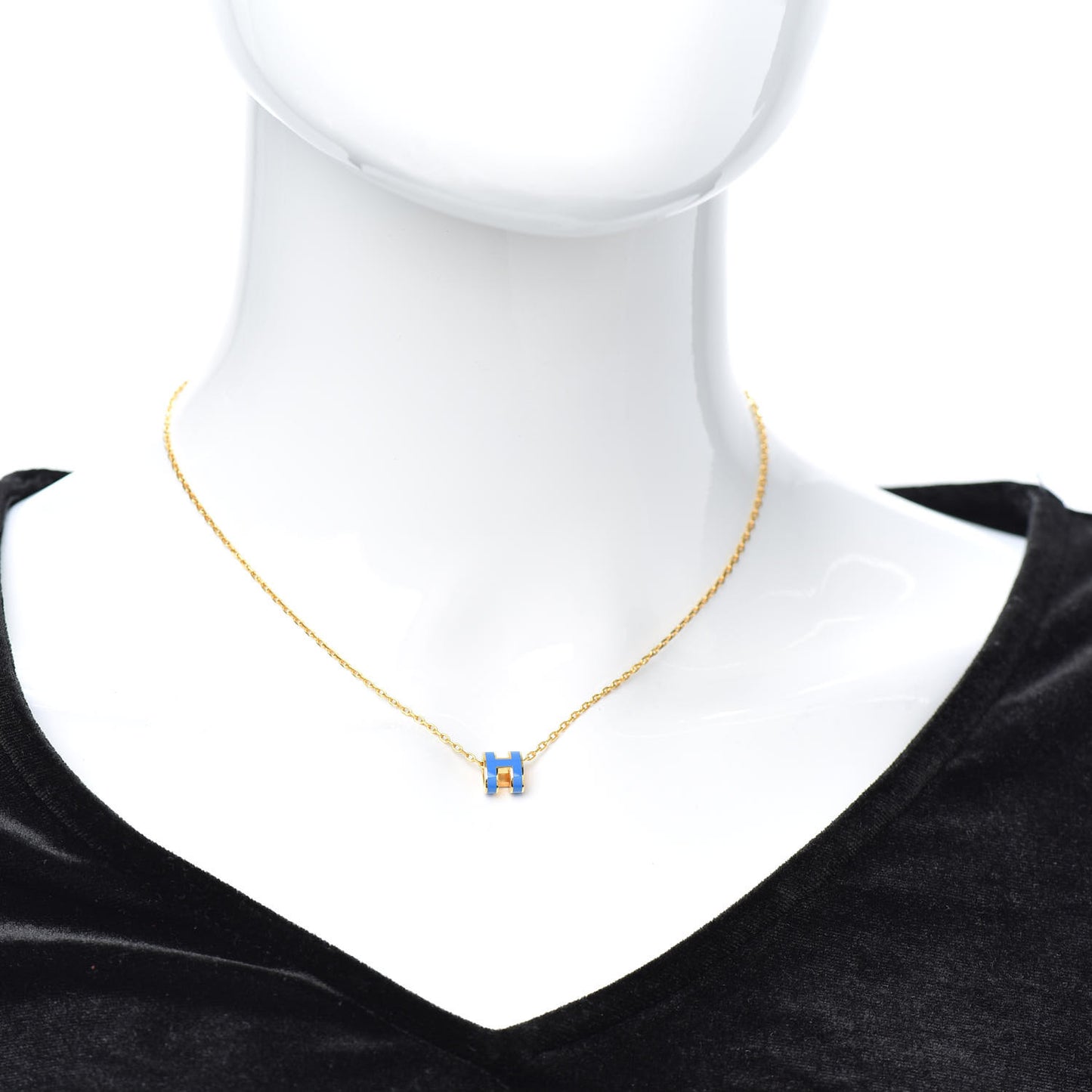 Lacquered Gold Mini Pop H Pendant Necklace Bleu Transat