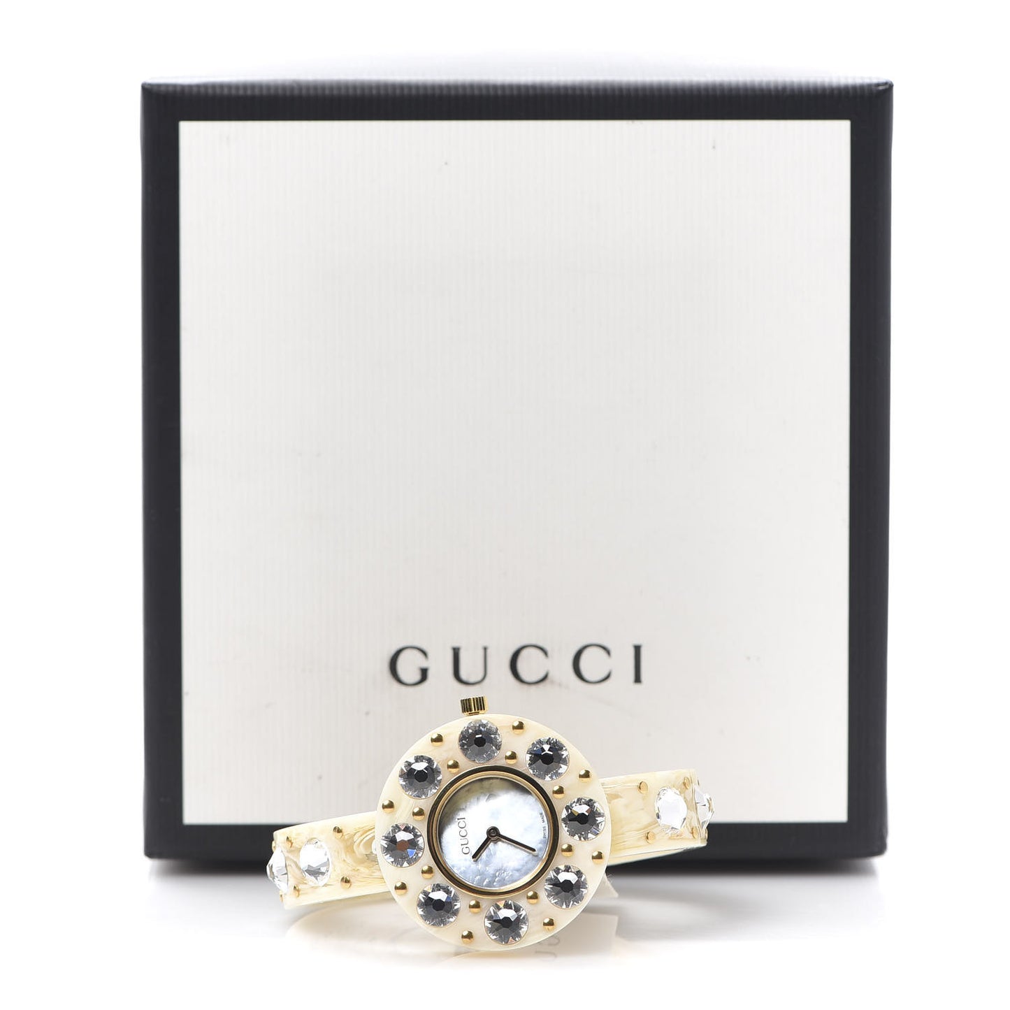 Stainless Steel Plexiglass Mother of Pearl 35mm Vintage Web Crystal Quartz Watch
