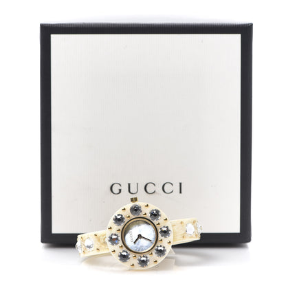 Gucci Stainless Steel Plexiglass Mother of Pearl 35mm Vintage Web Crystal Quartz Watch 7 of 7