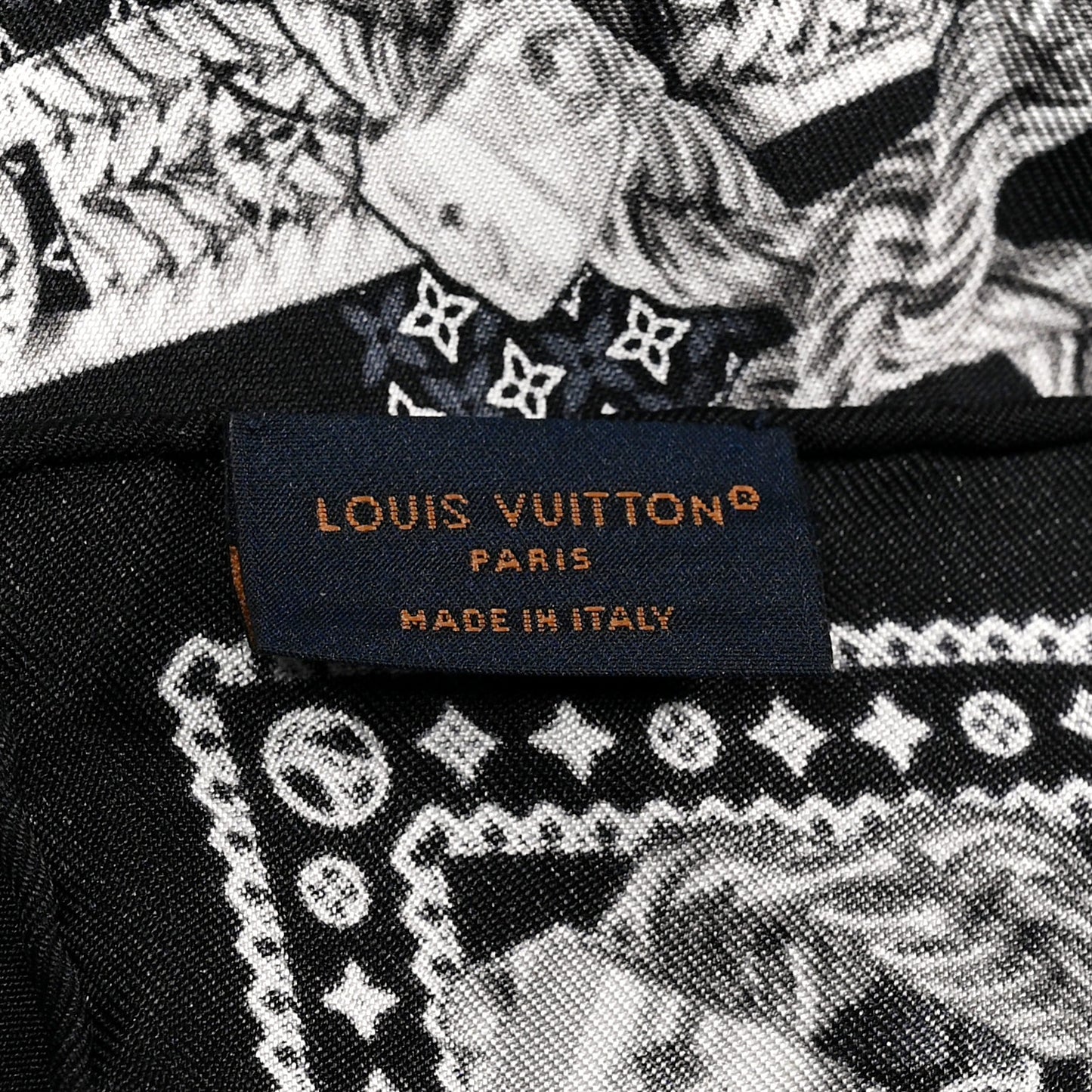 Silk Monogram Tie Up Bandana Black