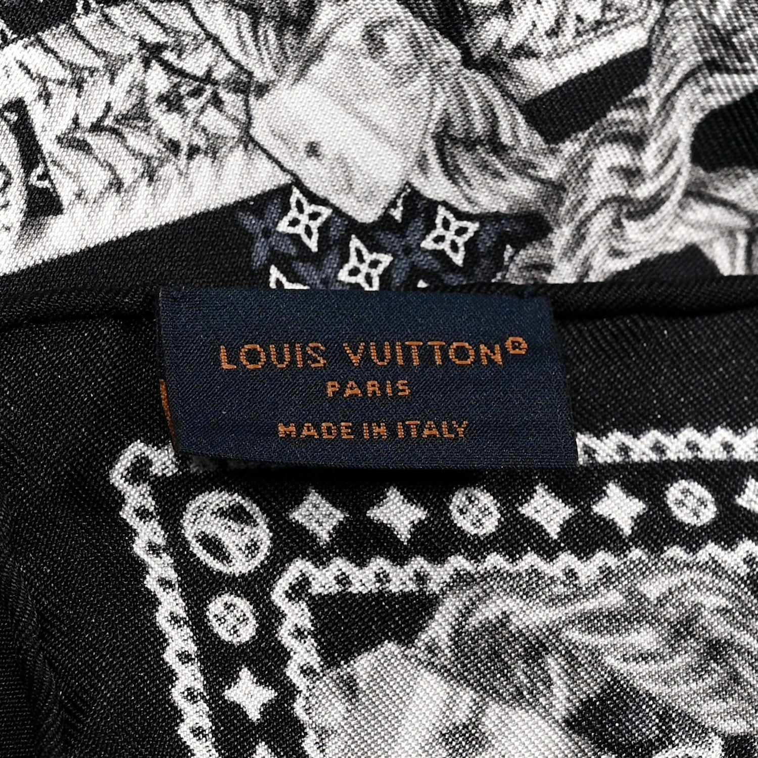 Louis Vuitton Silk Monogram Tie Up Bandana Black 3 of 3