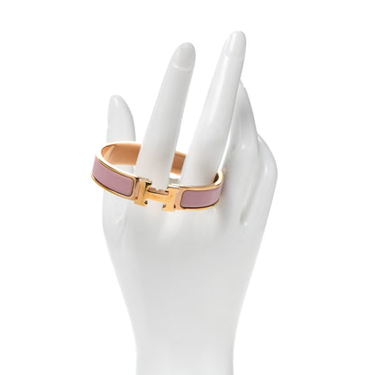 Hermes Enamel Narrow Clic Clac H Bracelet PM Rose Nacarat 2 of 6