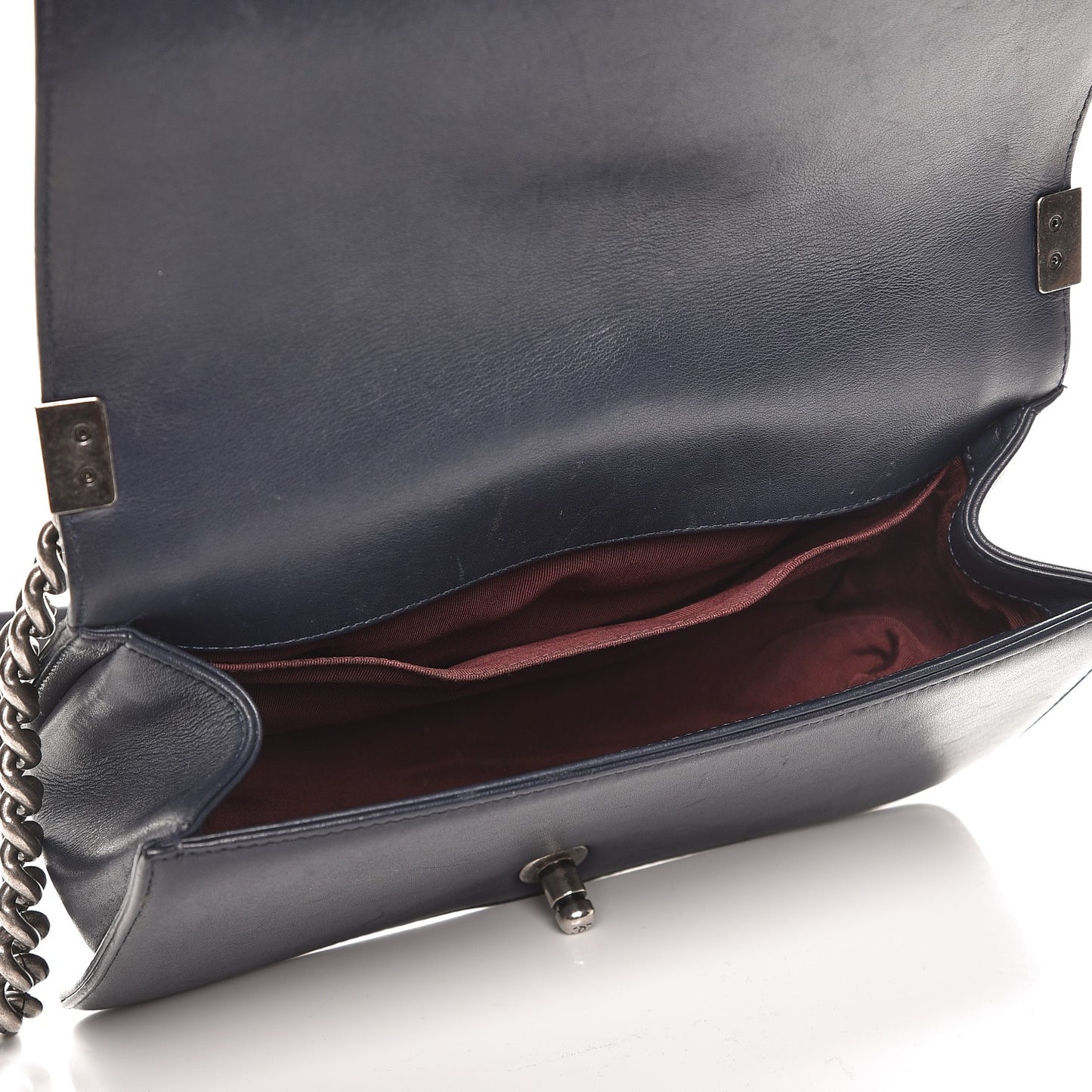 Calfskin Woven Medium Boy Flap Navy Green