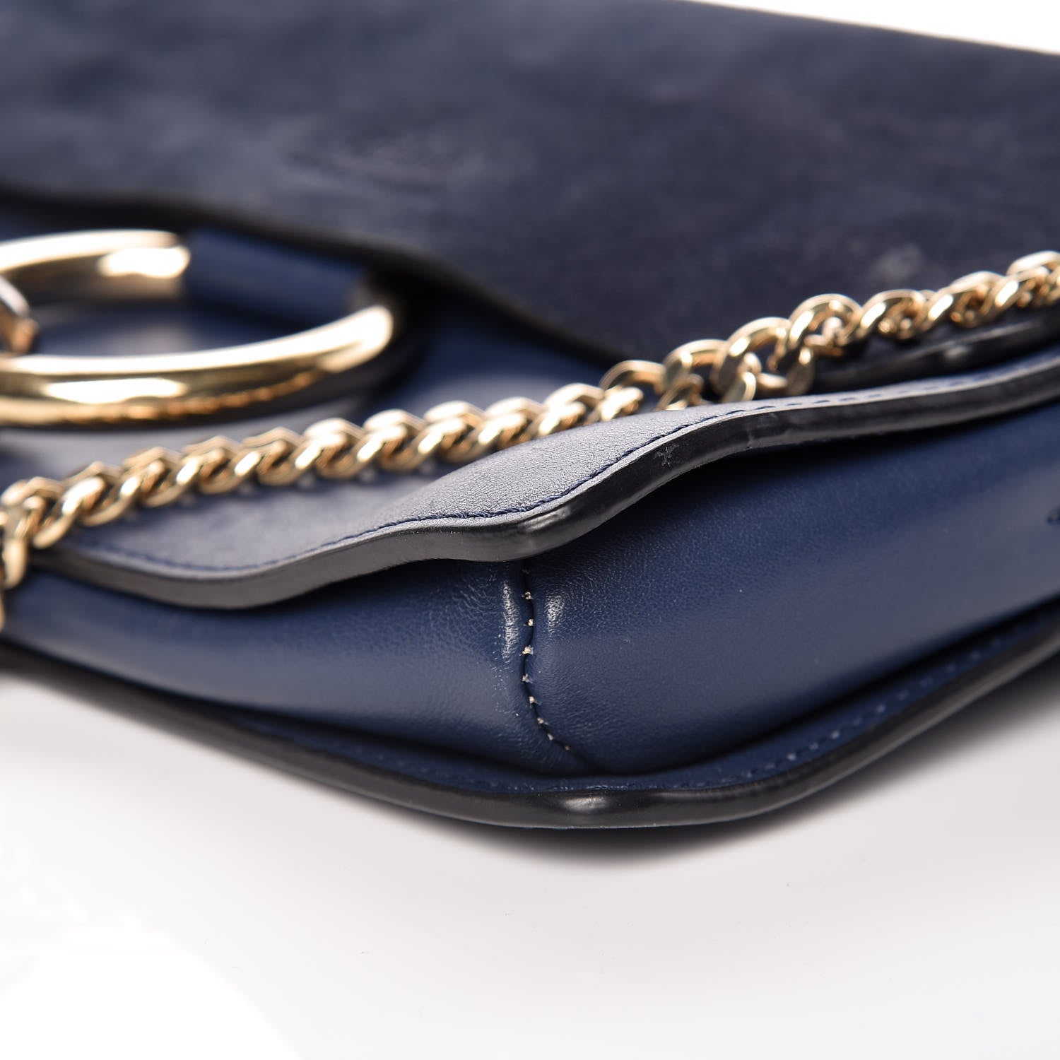 Chloe Suede Calfskin Small Faye Shoulder Bag Denim Blue 6 of 16