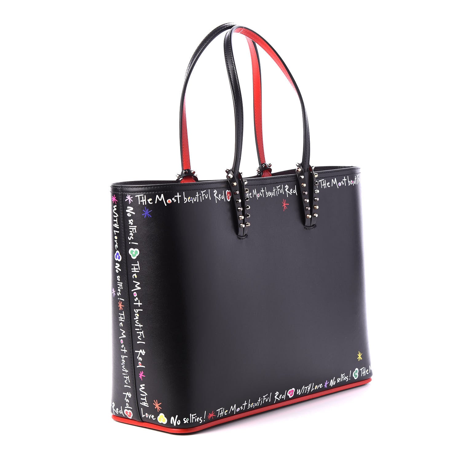 Christian Louboutin Calfskin Beautiful Red East West Cabata Tote Black Multicolor 2 of 12