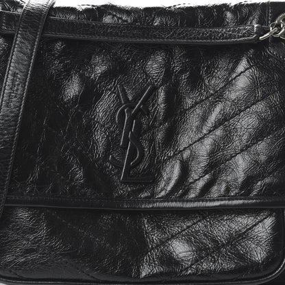 Saint Laurent Crinkled Calfskin Matelasse Monogram Medium Niki Chain Satchel Black 9 of 9