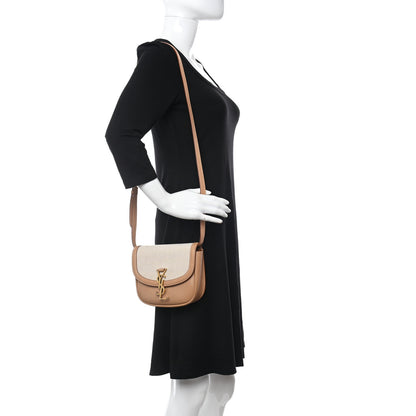 Saint Laurent Smooth Calfskin Cotton Canvas Small Kaia Satchel Natural Beige 3 of 10