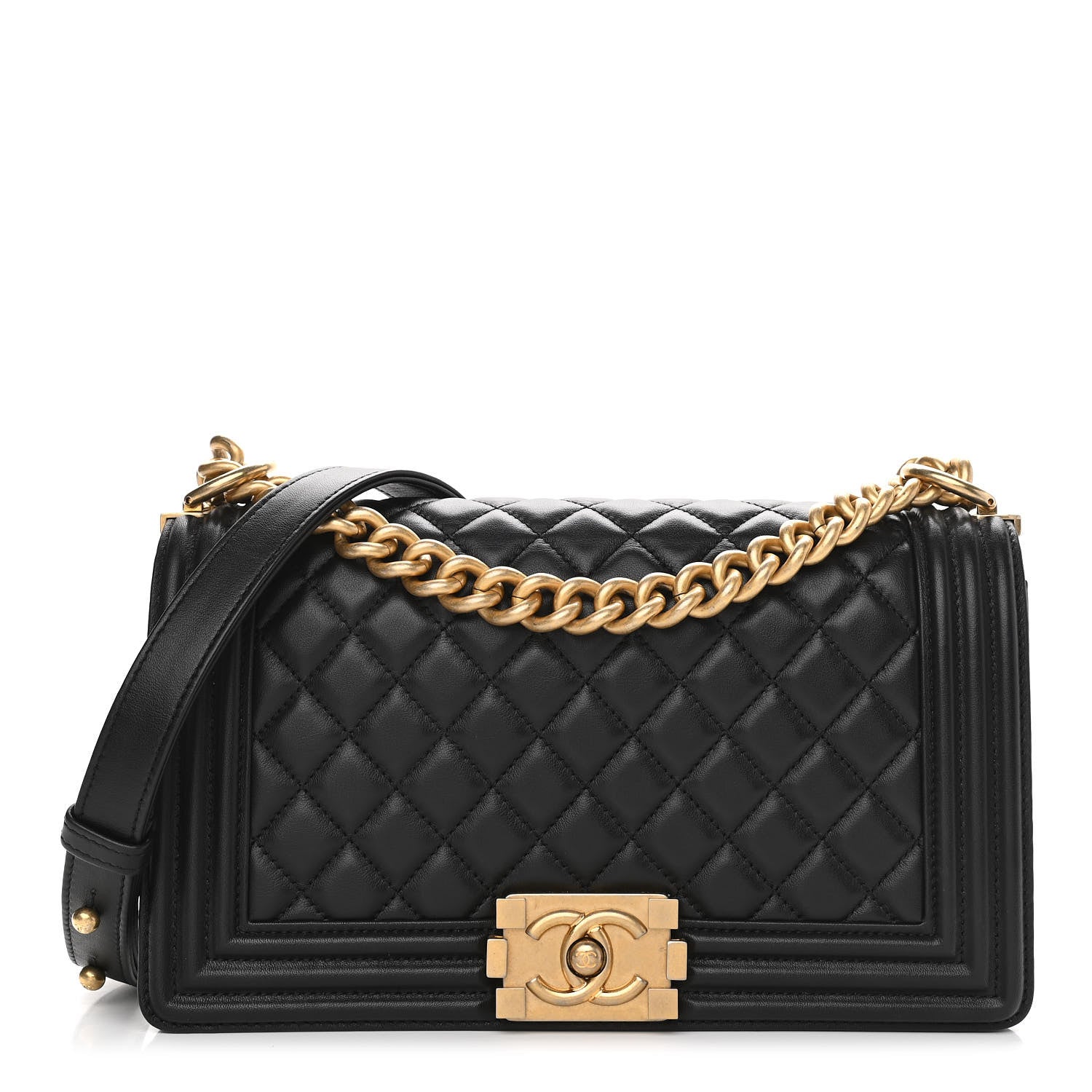 Chanel Lambskin Quilted Medium Boy Flap Black 1 of 10