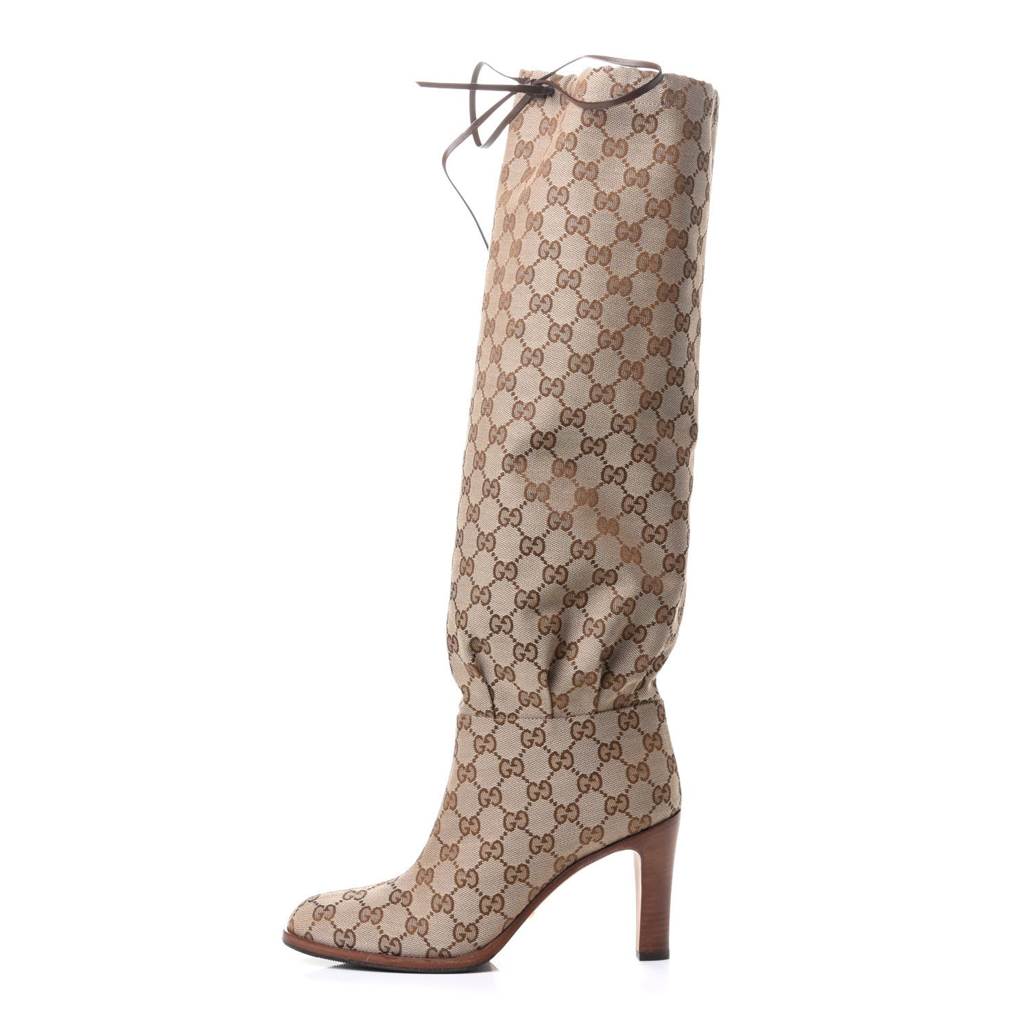Gucci Monogram Over The Knee Boots 39 Brown 1 of 8