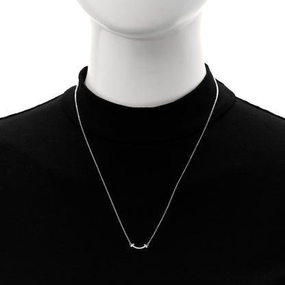 Tiffany 18K White Gold Diamond Mini T Smile Pendant Necklace 2 of 7