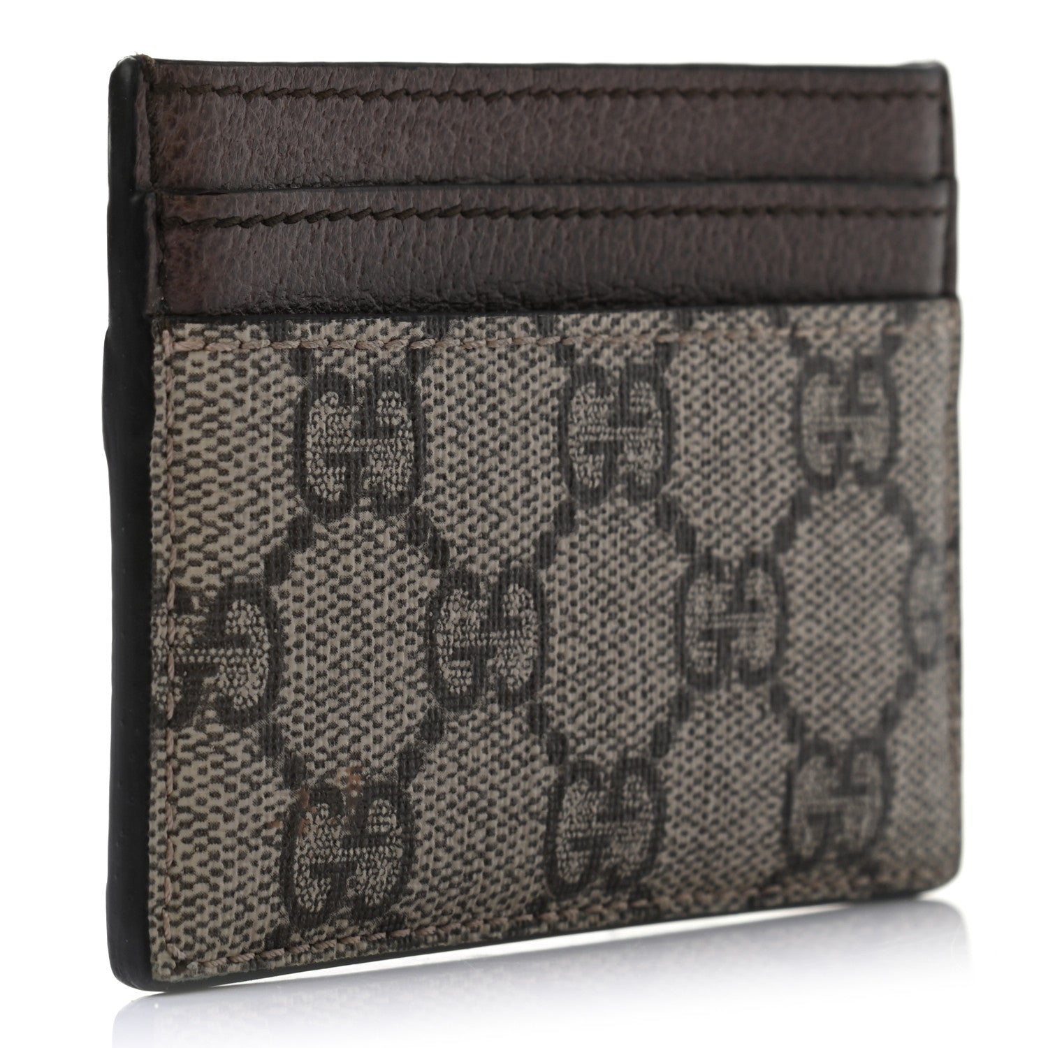 Gucci GG Supreme Monogram Textured Dollar Calfskin Ophidia Card Holder Beige Ebony New Acero 3 of 6