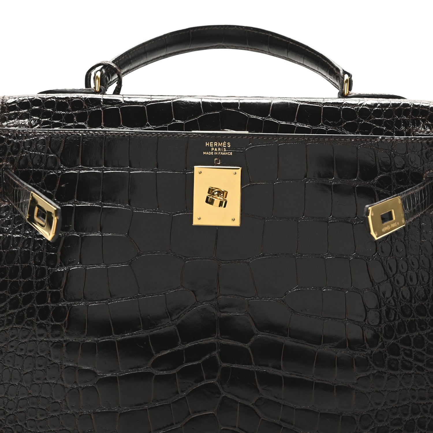 Hermes Shiny Alligator Kelly Sellier 32 Havane 6 of 10