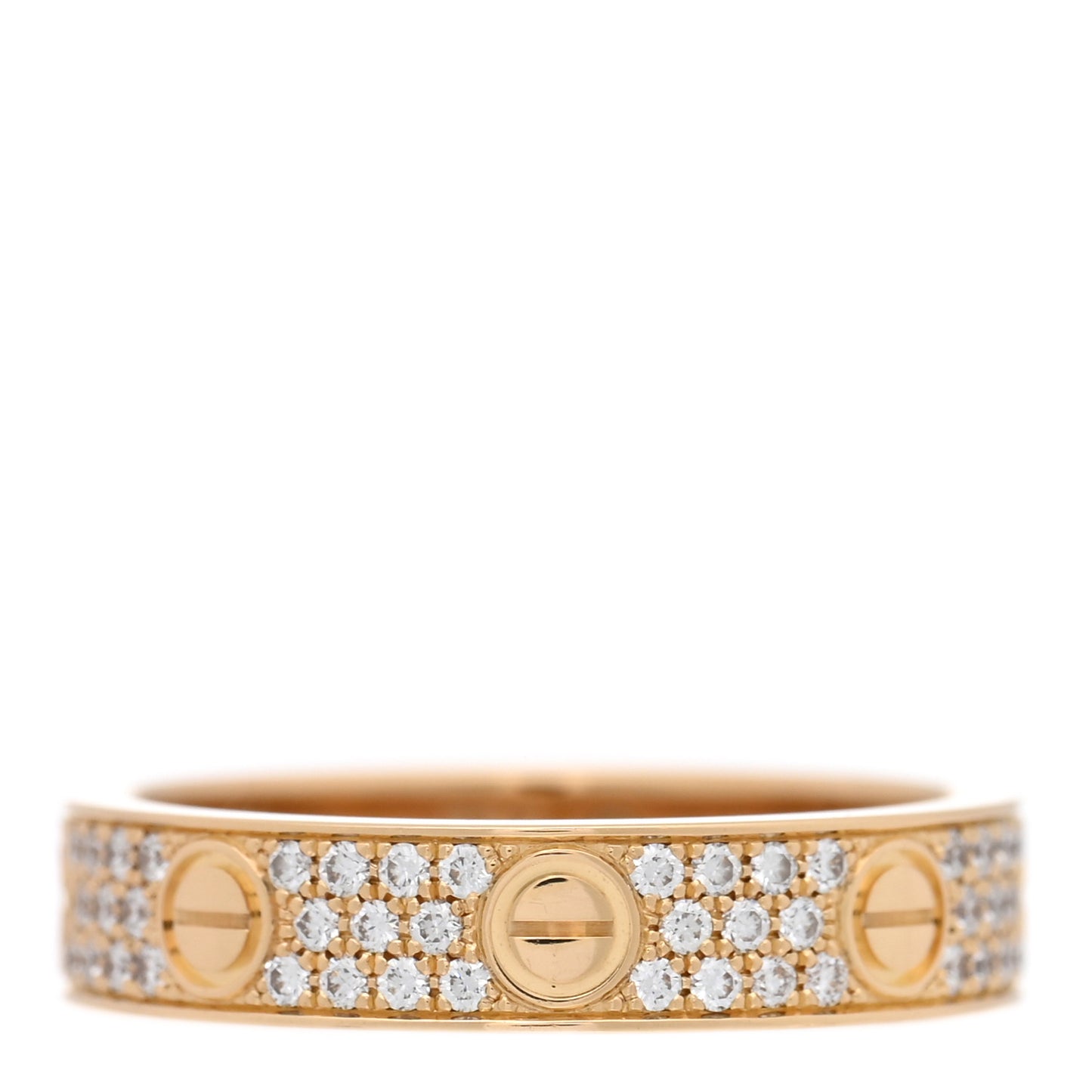 18K Yellow Gold Diamond 4mm LOVE Wedding Paved Band Ring 49 5