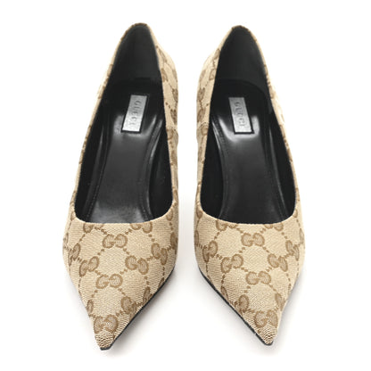 Balenciaga X GUCCI GG Monogram Square Knife 80mm Pumps 36.5 Beige Ebony 3 of 10