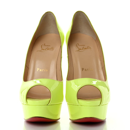 Christian Louboutin Patent Lady Peep 150 Pumps 36 Fluo Yellow 2 of 9