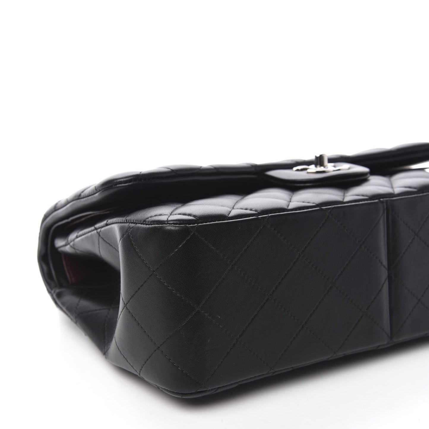 Lambskin Quilted Jumbo Double Flap Black