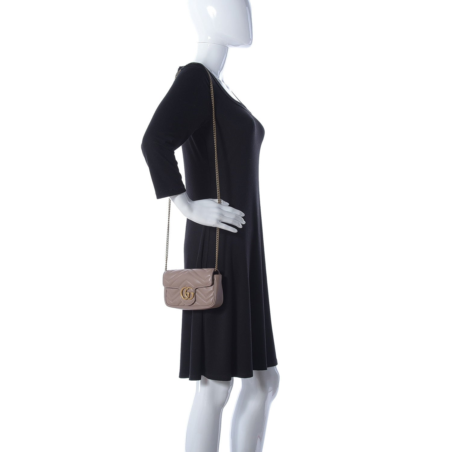 Gucci Calfskin Matelasse Super Mini GG Marmont Shoulder Bag Porcelain Rose 2 of 9