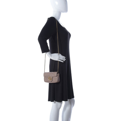 Gucci Calfskin Matelasse Super Mini GG Marmont Shoulder Bag Porcelain Rose 2 of 9