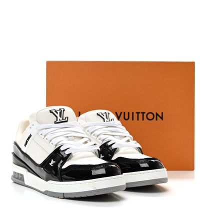 Louis Vuitton Calfskin Patent Mens LV Trainer Sneakers 9 White Black 9 of 9