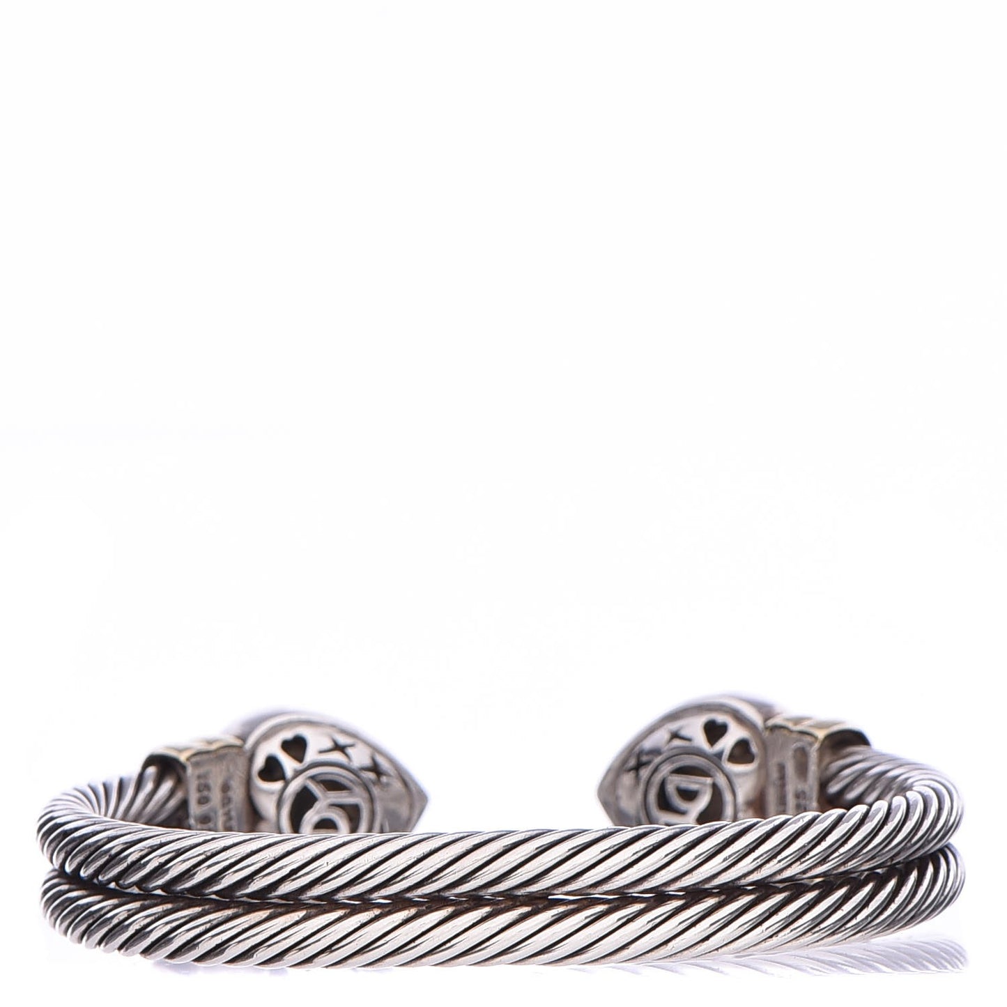 Sterling Silver 18K Yellow Gold Cable Double Heart Bracelet