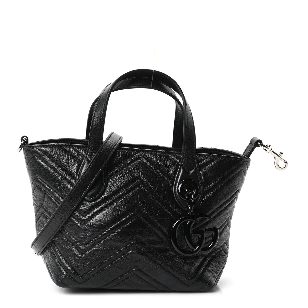 Gucci Nappa Chevron Matelasse Small GG Marmont Tote Bag Black 1 of 10