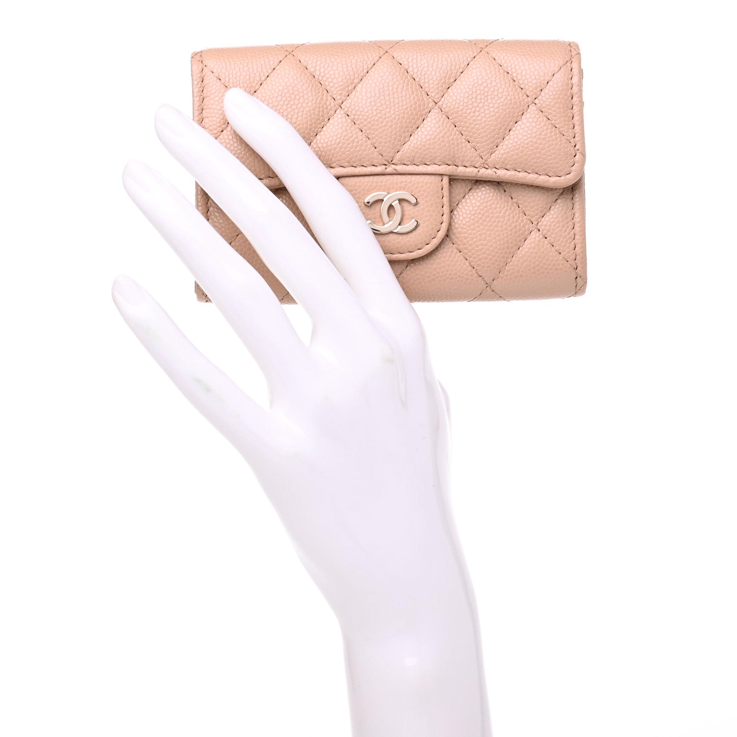 Chanel Caviar Quilted Flap Card Holder Wallet Beige 2 of 9