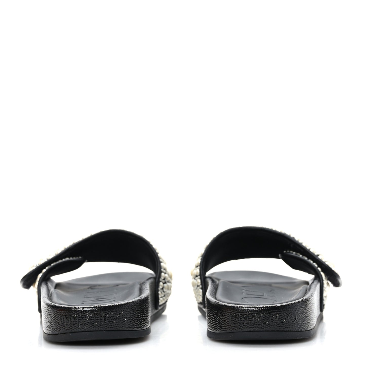 Canvas Pearl Embellished Fitz Slide Sandals 36 Black