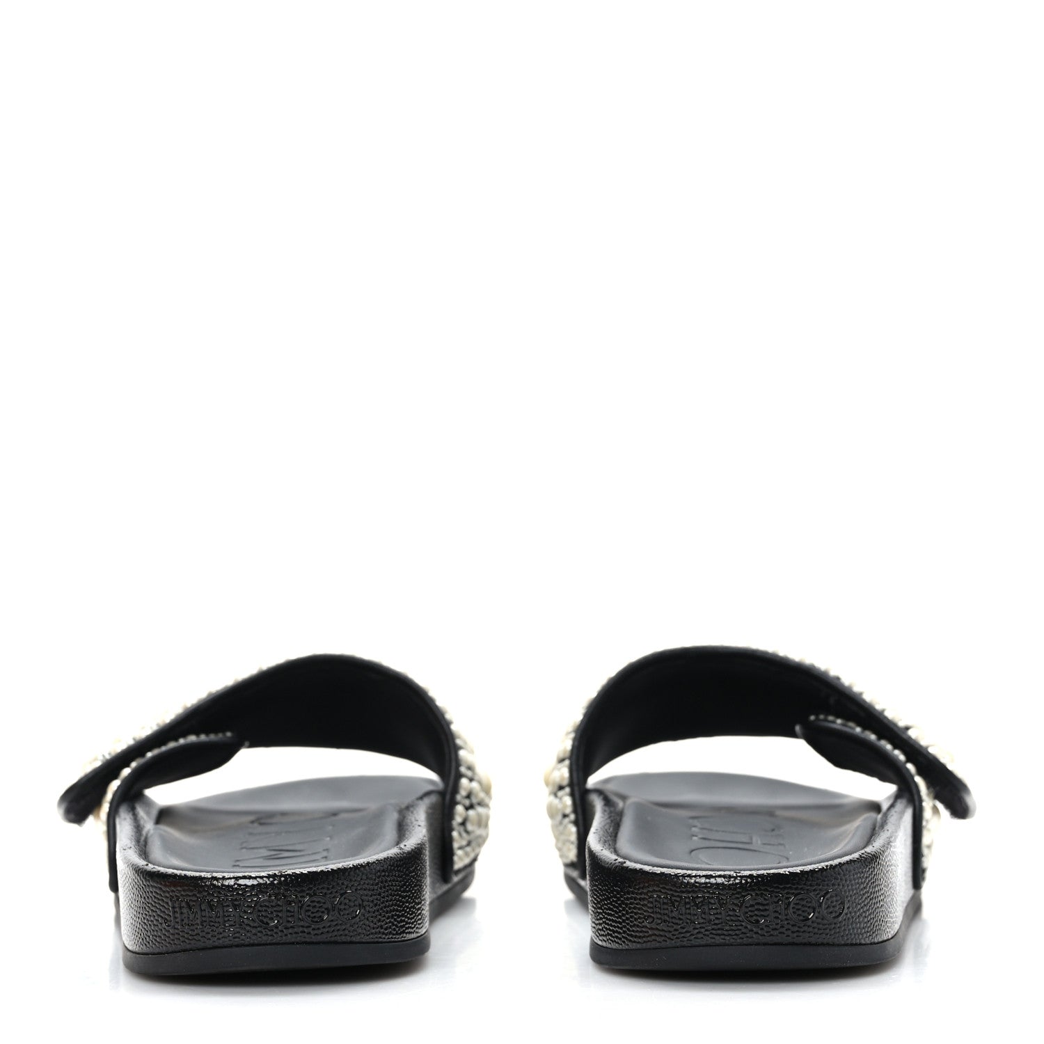 Jimmy Choo Canvas Pearl Embellished Fitz Slide Sandals 36 Black 5 of 8
