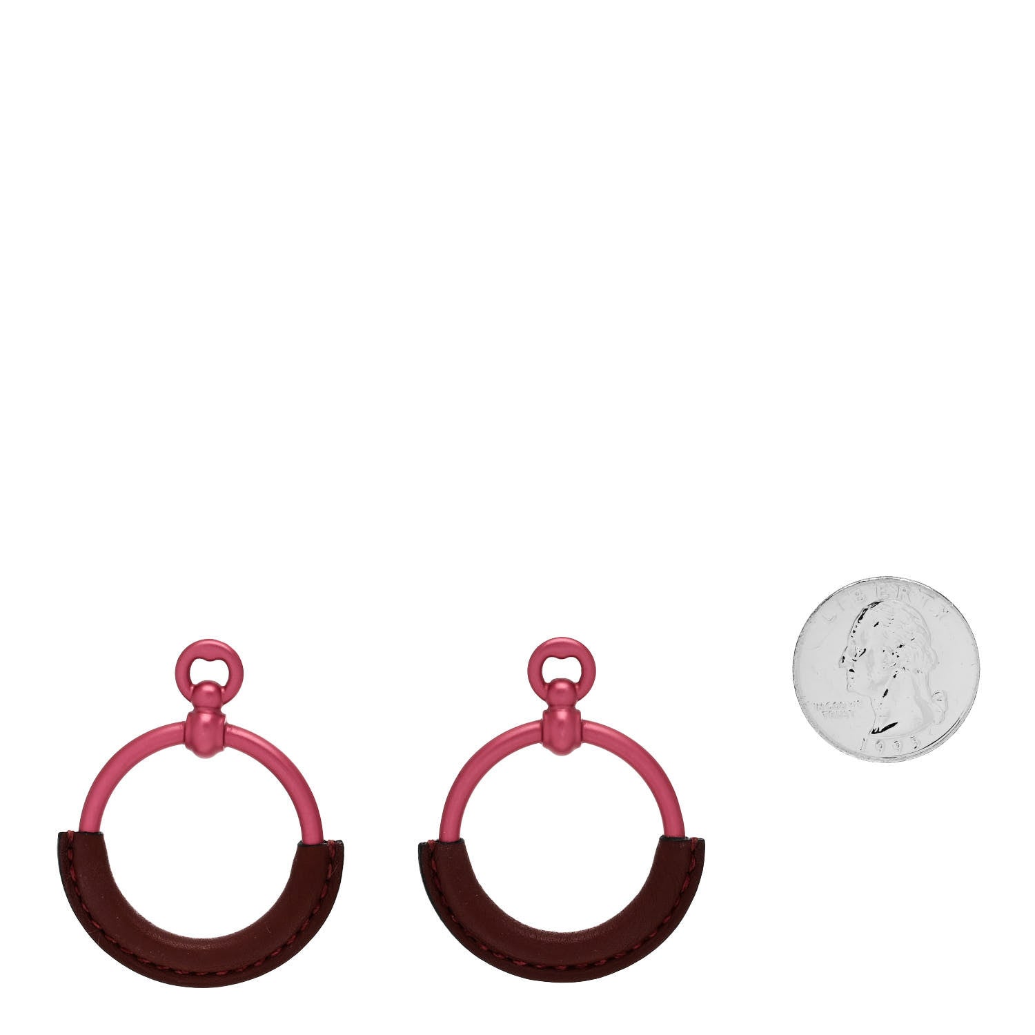 Hermes Aluminum Sunset Swift Loop Earrings PM Rose Couture Rouge H 2 of 4
