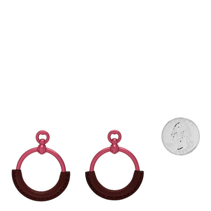 Hermes Aluminum Sunset Swift Loop Earrings PM Rose Couture Rouge H 2 of 4
