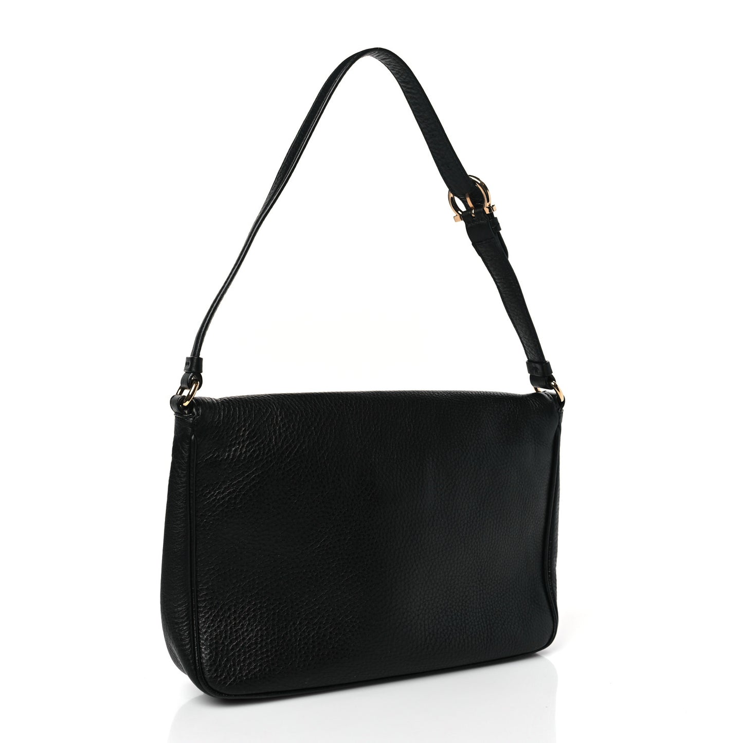 Grained Calfskin Gancio Shoulder Bag Black