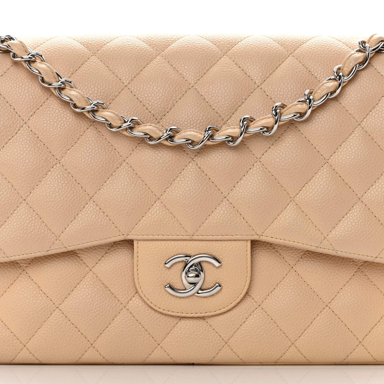 Chanel Caviar Quilted Jumbo Double Flap Beige 8 of 16