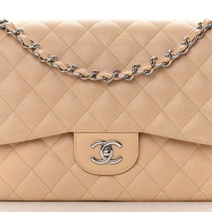 Chanel Caviar Quilted Jumbo Double Flap Beige 8 of 16