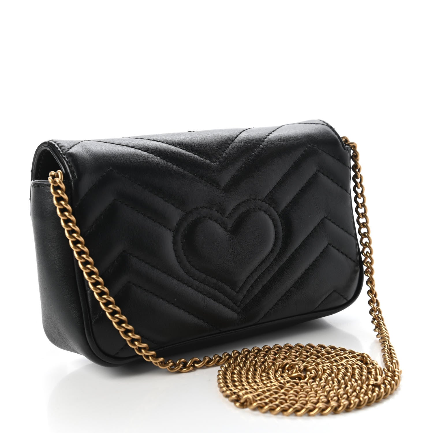 Gucci Calfskin Matelasse Super Mini GG Marmont Shoulder Bag Black 3 of 11