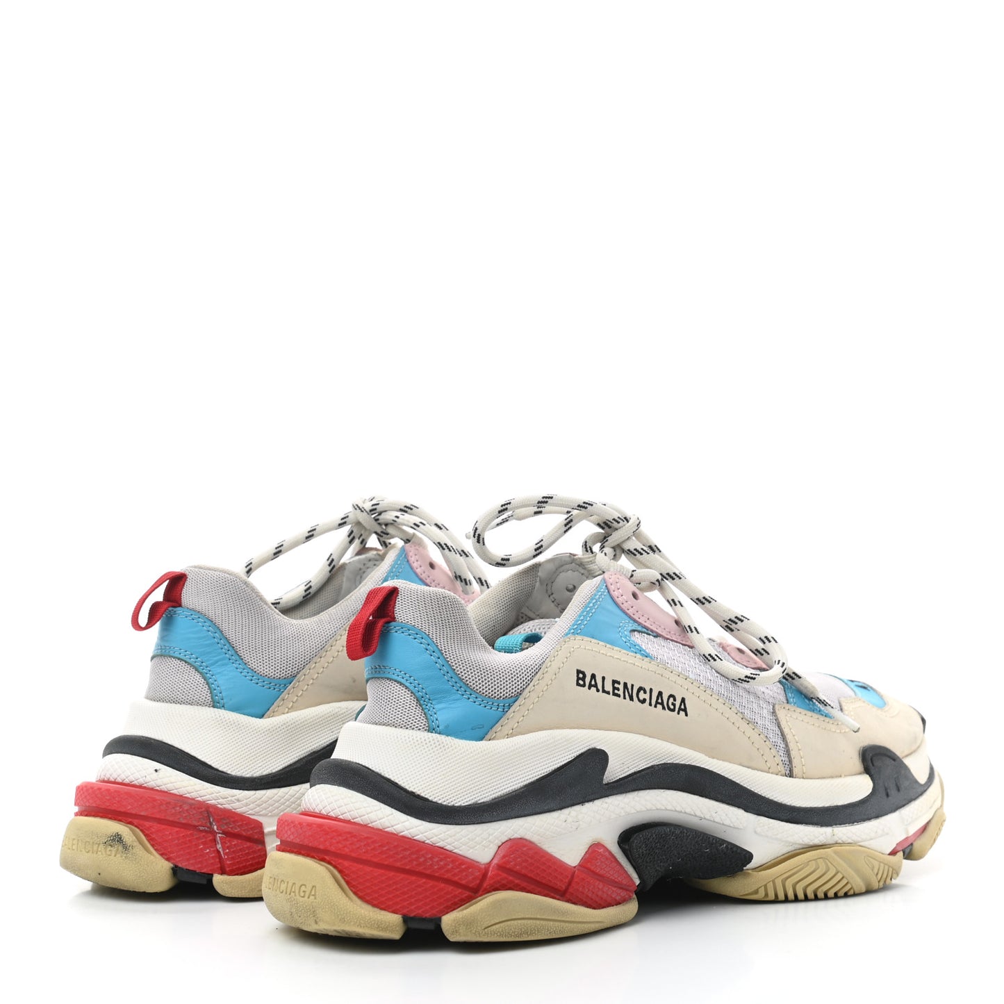 Fabric Mesh Womens Triple S Sneakers 41 White Blue Pink