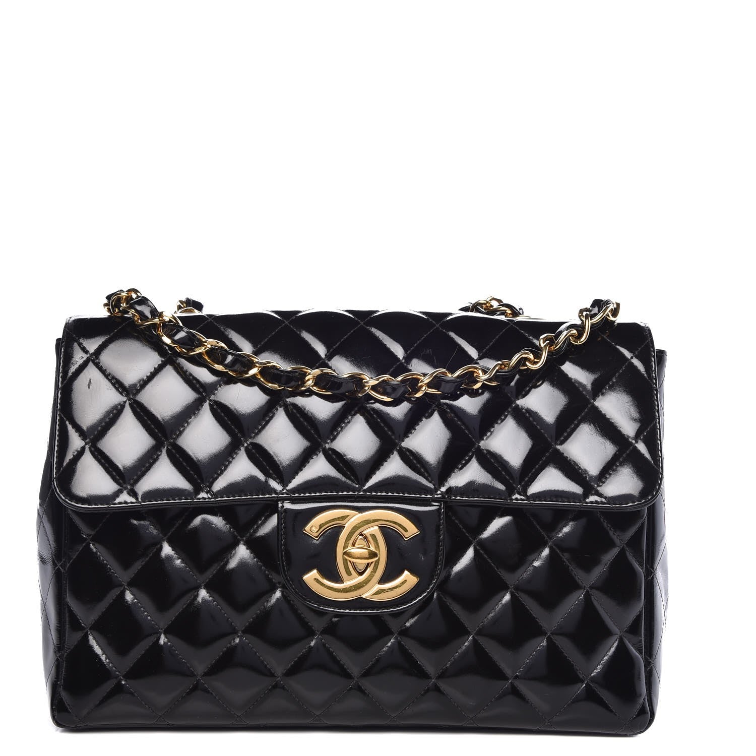 Chanel Patent Quilted Jumbo Single Flap Black 1 of 11