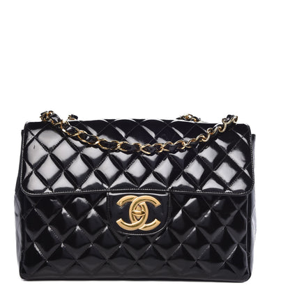 Chanel Patent Quilted Jumbo Single Flap Black 1 of 11