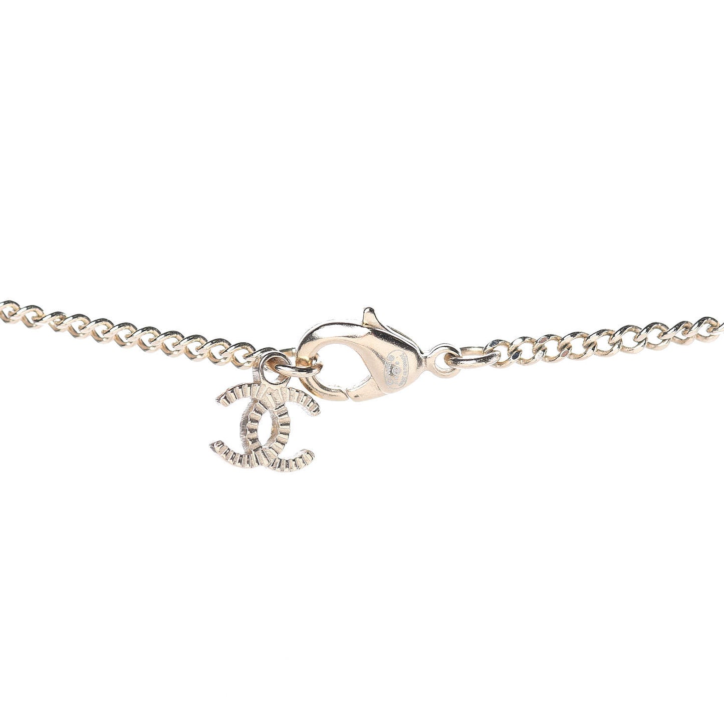 Crystal Pearl Tweed Effect CC Necklace Gold